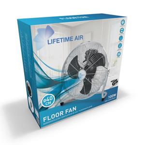 Lifetime Air Vloerventilator - Chroom- Retrolook - 100 W - Ø 40 Cm