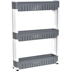 Keukenrek Op Wielen Met 3 Legvakken - 54x12x72 Cm - Grijs/wit