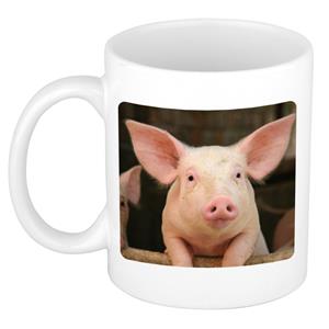 Dieren Varken Foto Mok 300 Ml - Cadeau Beker / Mok Varkens Liefhebber