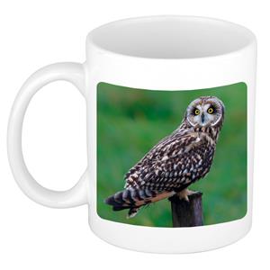 Dieren Velduil Foto Mok 300 Ml - Cadeau Beker / Mok Uilen Liefhebber
