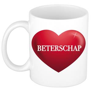 Beterschap Cadeau Koffiemok / Theebeker Wit - 300 Ml - Keramiek - Cadeau Beker / Beterschap Mok