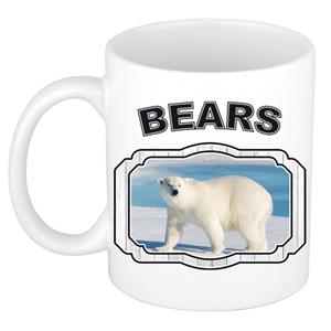 Dieren Liefhebber Grote Ijsbeer Mok 300 Ml - Kerramiek - Cadeau Beker / Mok Ijsberen Liefhebber