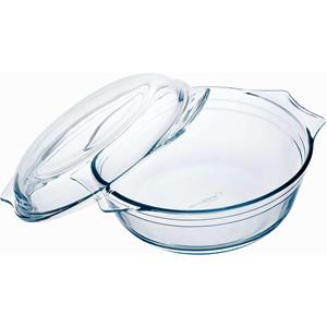 Ronde Glazen Ovenschaal Met Deksel 3 Liter 27 X 23 X 11 Cm - Ovenschotel Schalen - Bakvorm