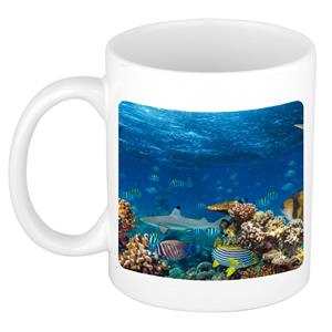 Dieren Vis Foto Met Koraalrif Mok 300 Ml - Cadeau Beker / Mok Vissen Liefhebber
