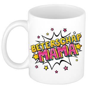 Beterschap Mama Cadeau Koffiemok / Theebeker Wit Met Sterren - 300 Ml - Keramiek - Cadeau Beker / Beterschap Mok