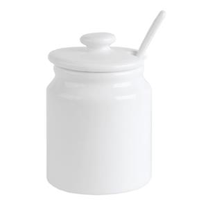 1x Porseleinen Suikerpotjes Met Deksel En Lepel 365 Ml - Suikervaatjes Voor Horeca/restaurant