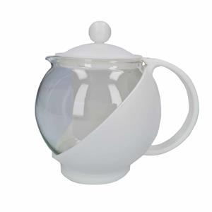 Witte Theepot Van Glas Met Thee Filter/infuser 1,25 Liter - Theepotten/theekannen