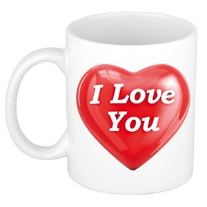 I Love You Mok Wit - 300 Ml - Cadeau Mok / Beker - Valentijnsdag Cadeau