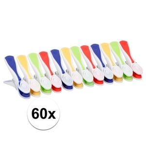 Gekleurde Wasknijpers - 60 Stuks - Plastic Knijpers / Wasspelden