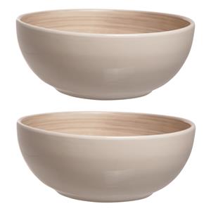 Cosy and Trendy 2x Stuks Salade Schalen/kommen Rond Turbolino Beige/bruin 25 Cm - Saladeschalen - Slakommen