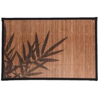 Bellatio Rechthoekige Placemat 30 X 45 Cm Bamboe Bruin Met Zwarte Bamboe Print 2 - Placemats/onderleggers - Tafeldecoratie