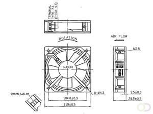 Sunon Ventilator 230vac Glijlager 120 X 120 X 25mm