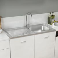 VIDAXL Küchenspüle mit Abtropfset Silbern 1000x500x155 mm Edelstahl