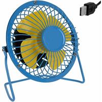 Deuba Metalen USB-ventilator - blauw/geel - &Oslash; 13,5cm
