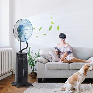 HOMCOM statiefventilator, met 3-in-1 waterverstuiver, krachtige koeling, 3 snelheden, hoogte 135 cm, stil in gebruik | Aosom.nl