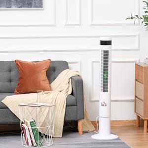 HOMCOM Turmventilator mit Fernsteuerung 85° Oszillierender 110cm Standventilator 50 W - weiß