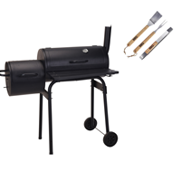 Vargan BBQ Grill - Rookoven zwart met thermostaat met 3 delige BBQ gereedschapsset - Grilloppervlak 66 x 34 cm