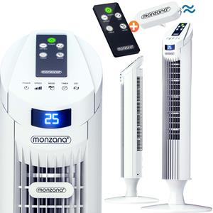 DEUBA Monzana Turmventilator FERNBEDIENUNG 3 Geschwindigkeitsstufen Timer Oszillation flüsterleise Ventilator Standventilator weiß