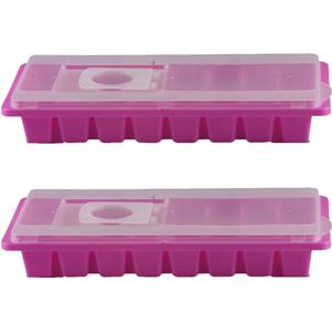 2x stuks ijsblokjes maken houders fuchsia roze met deksel 26 x 11 cm