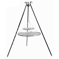 CookKing Grill Tripod Zwart 180cm met Dubbele Roestvrij Stalen Roosters