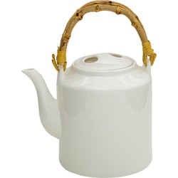 Clayre & Eef Theepot 18*13*23 cm / 1500 ml Wit Porselein Rond