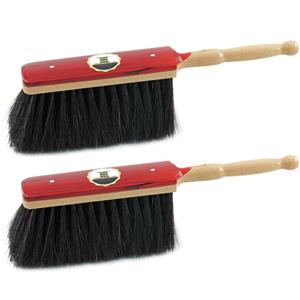 Sorx 2x stuks rood gelakte zachte stoffers/handvegers met zwart paardenhaar -