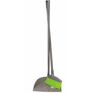 Groen stoffer en blik met lange steel 76 cm -