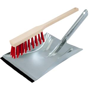 Shoppartners Stoffer en blik van verzinkt metaal/hout inclusief lip voor buiten -