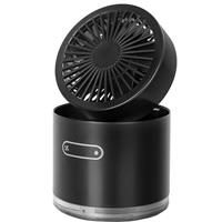 BES LED Ventilator met Water op Batterijen - Aigi Grifty - Mistventilator - Mini Tafelventilator - USB Oplaadbaar - Rond - Zwart