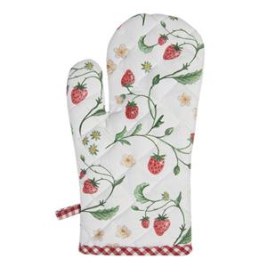 Clayre & Eef Ovenwant 16*30 cm Wit, Rood, Groen Katoen Ovenhandschoen