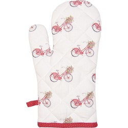 Clayre & Eef Ovenwant 16*30 cm Rood Katoen fiets Ovenhandschoen