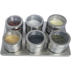 Kruidenrek met 6 Magnetische Kruidenpotjes - Kruidenpot met Magneet - Keuken Kruidenrekje voor specerijen - Spice Rack