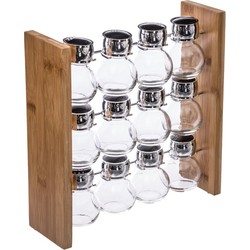 Decopatent Staand Kruidenrekje voor 12 kruidenpotjes - Specerijen rek - Bamboe hout - Potjes Glas - Keuken kruiden organizer