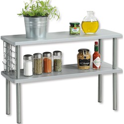 Keukenrek staand - FSC Mdf - 2 Etages - Smal keukenrekje voor op aanrecht - Kruidenrek - 2 Laags Opbergrek - 55x20x38 Cm - Grijs