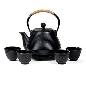 Spiru Tetsubin Theepot set 1 liter met Onderzetter + 4 Kopjes