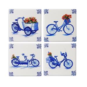 Heinen Delfts Blauw - Onderzetters Fiets Set/4
