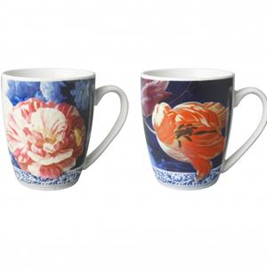 Heinen Delfts Blauw - Mok Bloemen Gouden eeuw Set/2