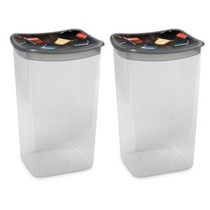 Hega Hogar 2x Koffiecups Plastic Bewaarbakjes Transparant/grijs - 1,9 Liter - 13 X 11 X 19 Cm - Bewaarbakjes/voorraadbakjes