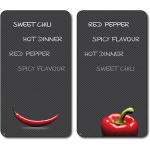 KESPER for kitchen & home KESPER multifunctionele glazen snijplank, paprika en chili, set van 2