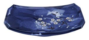 Tokyo Design Studio Blauw/Witte Rechthoekig Bord - Blue Sakura - 22x15cm