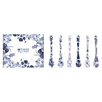 Tokyo Design Studio Blauw/Witte Lepelset - Flora Japonica - Set van 6 stuks - 13cm