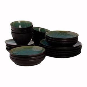 Palmer Serviesset Lotus Stoneware 6-persoons 24-delig Zwart Turquoise