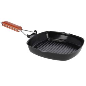 San Ignacio Zwarte Grillpan 25 Cm Met Anti-aanbak Laag En Houten Handvat - Grillpannen - Vlees/voedsel Grillen - Koekenpannen