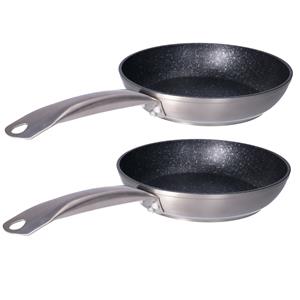 Set Van 2x Stuks Aluminium Professionele Kleine Koekenpannen Rila Met Anti-aanbak Laag 22 Cm - Hapjespannen