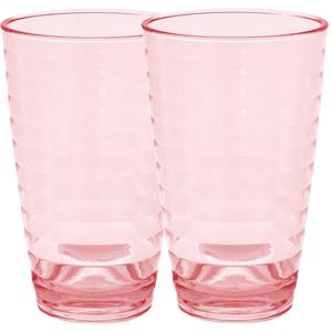 Set Van 2x Stuks Onbreekbare Kunststof Camping/picknick Water Glazen/drinkglazen Rood 285 Ml - Polycarbonaatglas