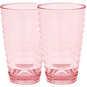 Set Van 2x Stuks Onbreekbare Kunststof Camping/picknick Water Glazen/drinkglazen Rood 285 Ml - Polycarbonaatglas