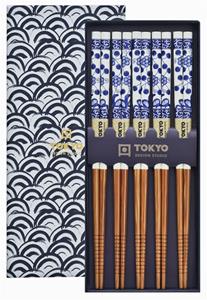 Tokyo Design Studio Eetstokjes Giftbox - Golven Blauw - 5 stuks