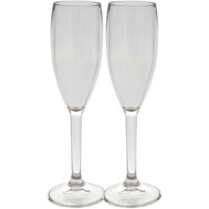 Eurotrail Set van 2x stuks onbreekbare kunststof camping/picknick champagneglazen 175 ml - polycarbonaatglas