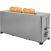PRINCESS Toaster 142401, 1 langer Schlitz, 1050 W, Edelstahl, 2 kleine oder 1 große Scheibe, Brötchenaufsatz, 7 Bräunungsstufen, Krümelschublade