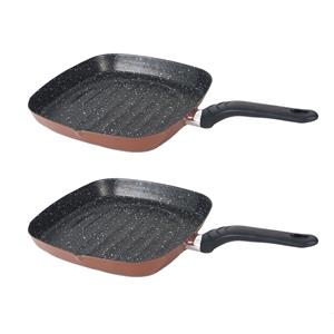 Set Van 2x Stuks Aluminium Grillpan Burgos Vierkant Met Anti-aanbak Laag 27 Cm - Grilpannen